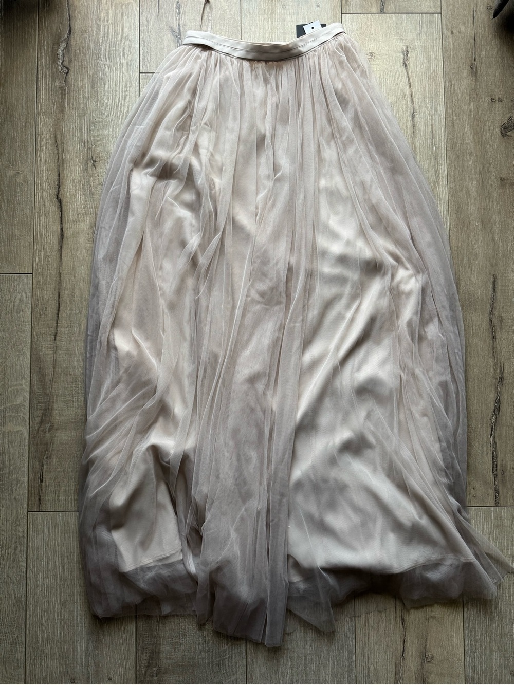 Needle & Thread Tulle Maxi Skirt Ivory Blush Satin Waistband NWT US 4 UK 8